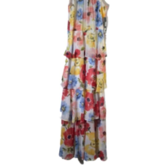Leslie Fay Maxi Sleeveless White Floral Dress Tiered Size 14 NWOT - Picture 2 of 2